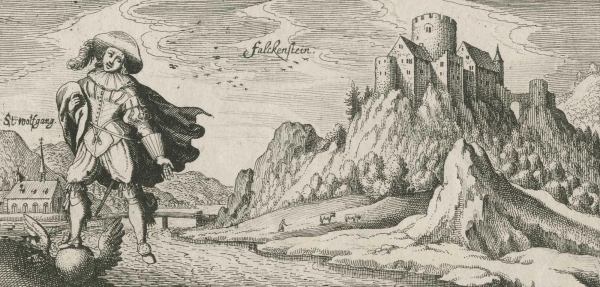 Falkenstein (Schweiz). - Gesamtansicht mit Burg. - Meisners Schatzkästlein. - "Falckenstein".