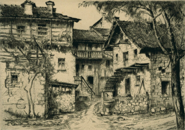 Locarno. - Straßenszene. - Heinrich Jakob Ziegler. - "Locarno Rivapiana".