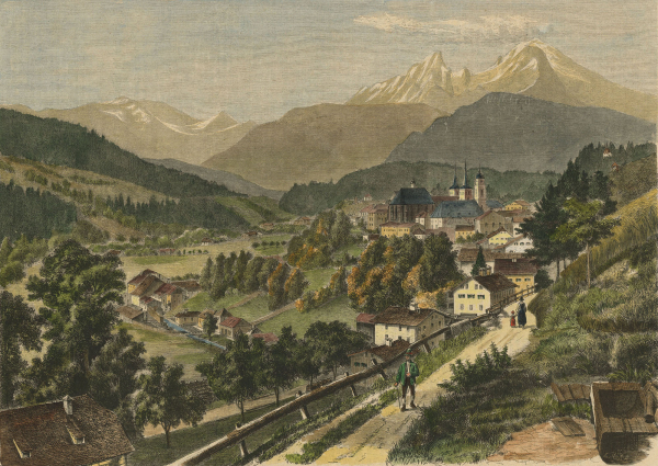 Berchtesgaden. - Gesamtansicht - "Blick ins Tal.".