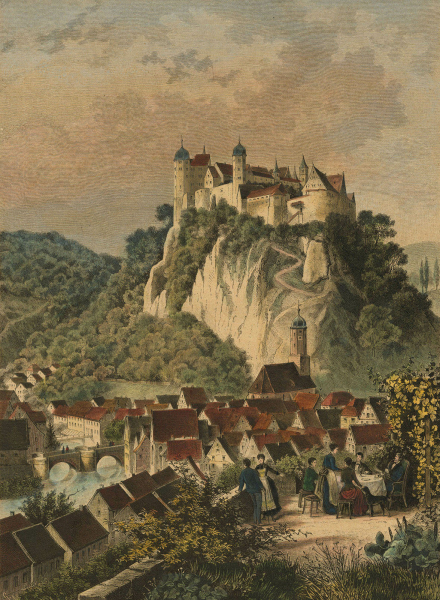 Burg Harburg. - Gesamtansicht - "Die Harburg bei Nördlingen.".