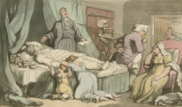 "The English Dance of Death". - Combe & Rowlandson. - "The good Man, Death and the Doctor".
