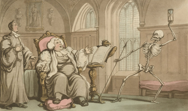 "The English Dance of Death". - Combe & Rowlandson. - "The Bishop and the Death".