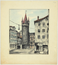 Kassel. - Altstadt. - "Druselturm mit Papierhandlung...