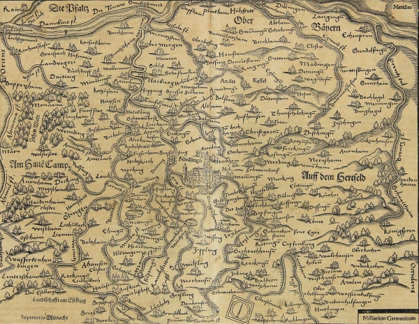 Schwaben. - Sebastian Münster. - "Landtaffel ettlicher Göwen des Schwabenlands".