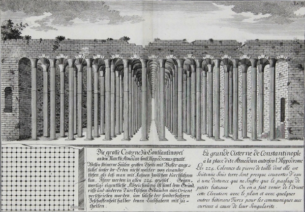 Türkei - Istanbul - "Große Zisterne in Konstantinopel" Grundriss und Ansicht