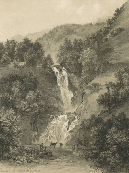 Reichenbachfall (Meiringen). - Gesamtansicht. - "Cascade Inferieure de Reichenbach (Suisse)".