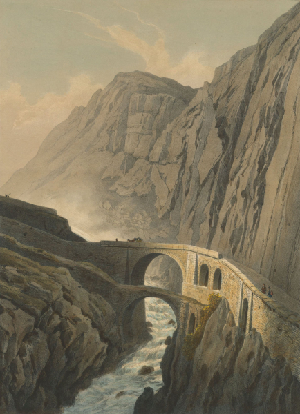 Teufelsbrücke (Schöllenen). - Teilansicht. - "Le Pont du Diable. Passage du S Gothard".