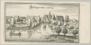 Bütlingen (Tespe). - Gesamtansicht. - Merian. - "Bütlingen F.B.L. Ambthaus".