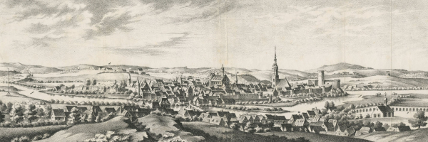 Döbeln. - Gesamtansicht. - "Doebeln im Jahre 1647 (nach Merian)".