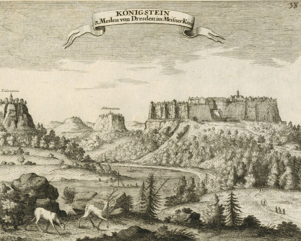 Königstein (Sächsische Schweiz). - "Königstein 3. Meilen von Dresden im Meißner Kreis"