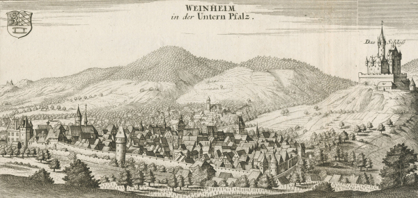 Weinheim. - Ortsansicht. - "Weinheim in der Untern Pfalz".