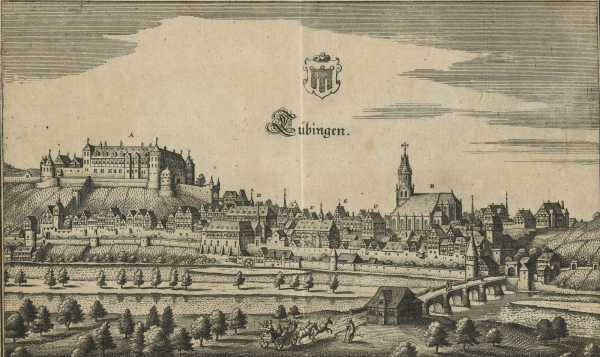 Tübingen. - Gesamtansicht. - Merian. - "Tübingen".