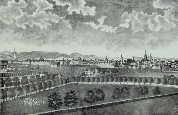 Kassel. - Panoramaansicht. - Specht. - "Cassel von der Südostseite".