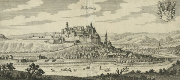 Dillenburg. - Gesamtansicht. - Merian. - "Dillenberg".