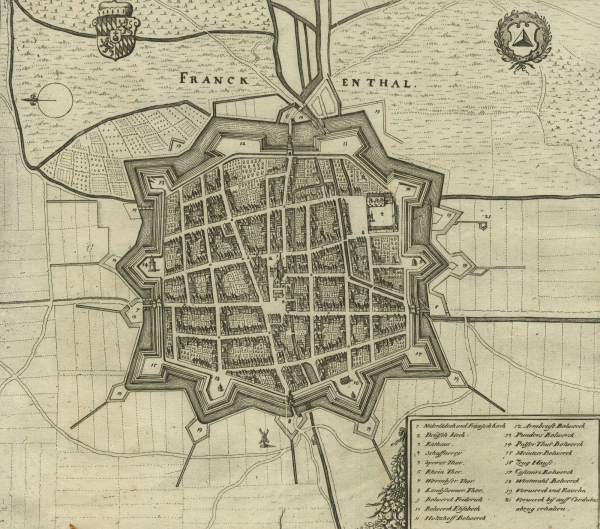 Frankenthal (Pfalz). - Karte. - Merian. - "Franckenthal".