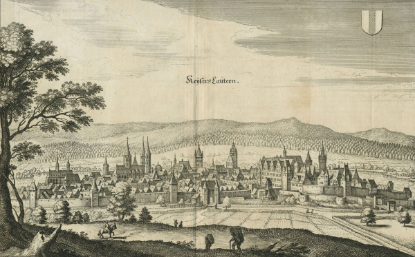 Kaiserslautern. - Gesamtansicht. - Merian. - "Keyserslautern".