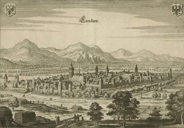 Landau in der Pfalz. - Gesamtansicht. - Merian. - "Landaw".