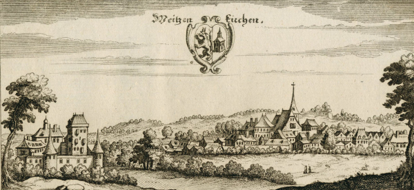 Waizenkirchen. - Gesamtansicht. - Merian. - "Weitzenkirchen".