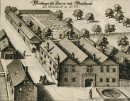 Neumarkt an der Ybbs. - Vogelschau. - Merian. - "Windhagerisch Herrn und Kaufhausz zu Neunmarckt an der Ibbs".