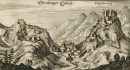 Burg Ehrenberg (Reutte). - Gesamtansicht. - Merian. - "Ehrnberger Clause".