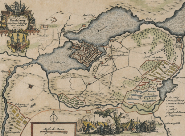 Rendsburg. - Belagerungsplan. - "Grundris der Stadt Rendsburg mit seinen belägerung und Wercken Anno 1645"